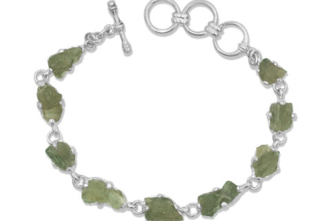 Starborn Genuine Rough Prong Set Moldavite in Sterling Silver